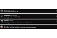 Screenshot of fans' comments